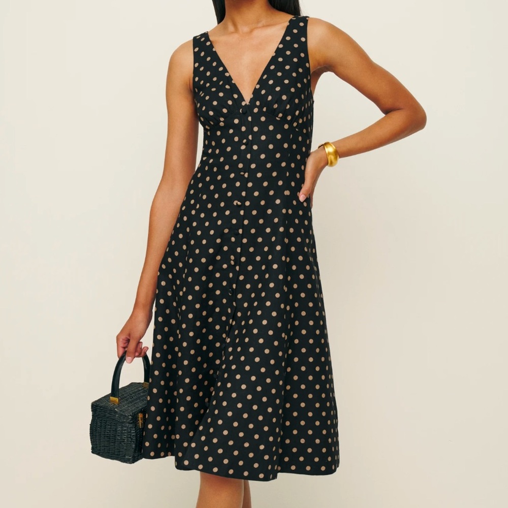 Reformation Sebastien Linen Dress Ritz Dot - NWT